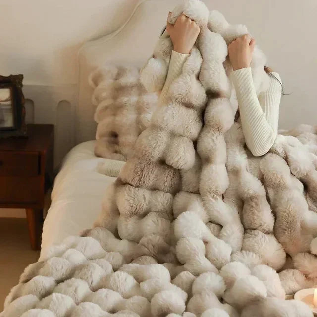 Throw Blanket Tuscan Faux Fur & Quilted Fleece Anti-Pilling