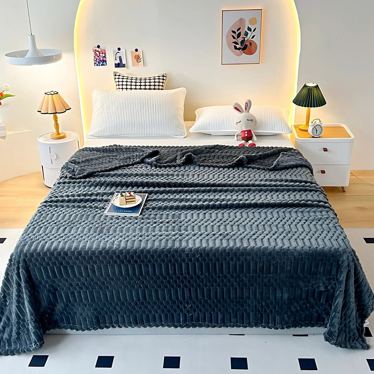 Throw Blanket Ultra-Soft Microfiber Pebble Texture