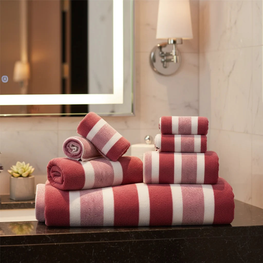 Throw Blanket Ultra-Soft Microfiber Striped Knit Machine Washable