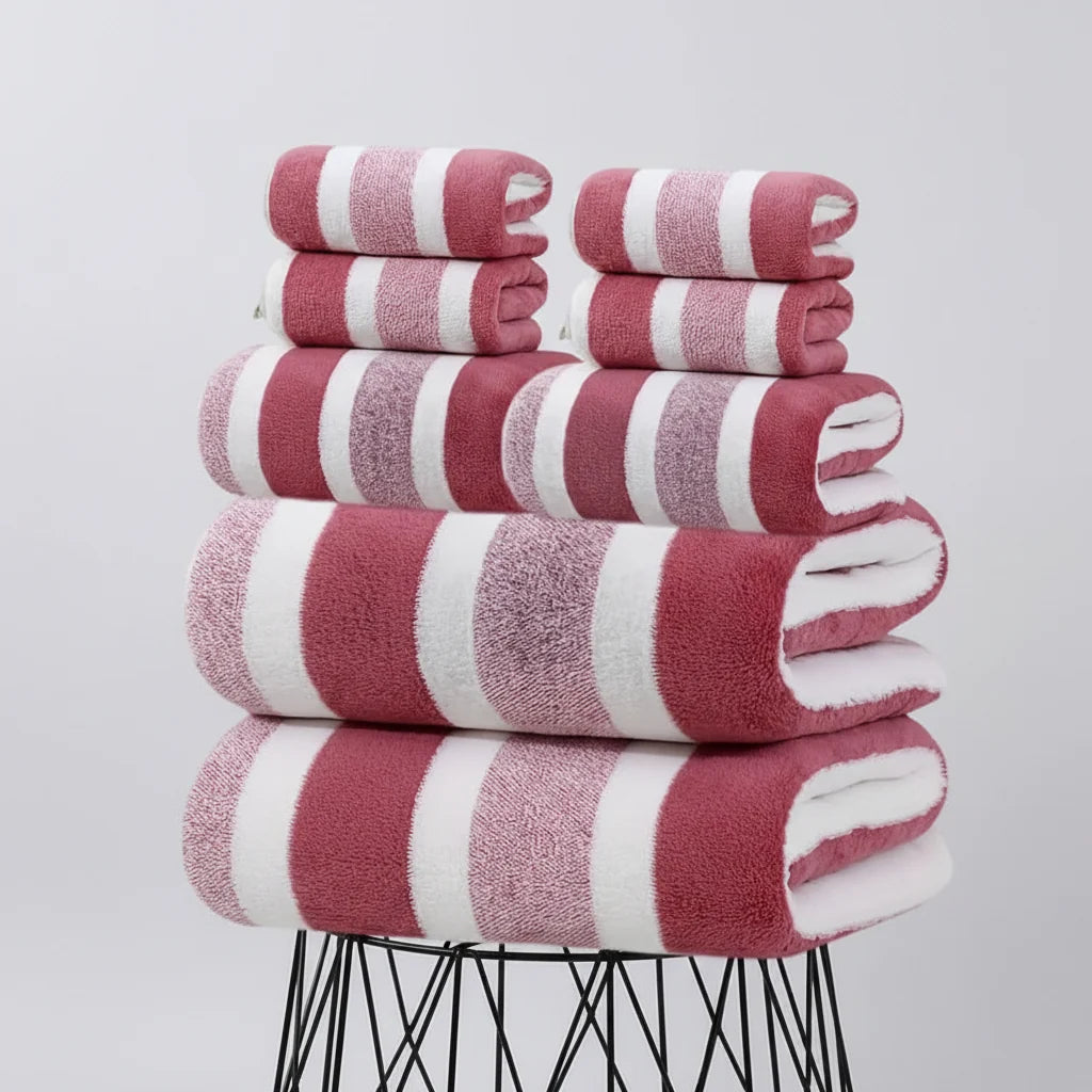 Throw Blanket Ultra-Soft Microfiber Striped Knit Machine Washable