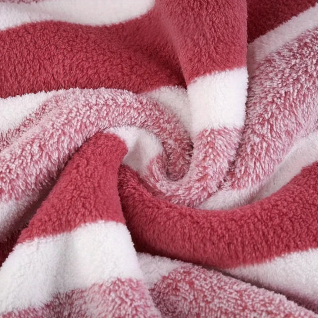 Throw Blanket Ultra-Soft Microfiber Striped Knit Machine Washable