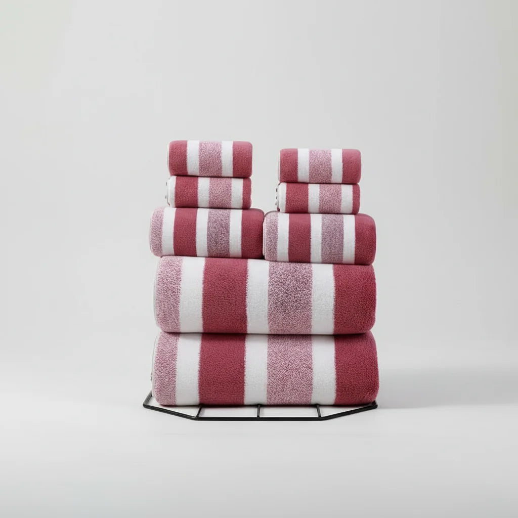 Throw Blanket Ultra-Soft Microfiber Striped Knit Machine Washable