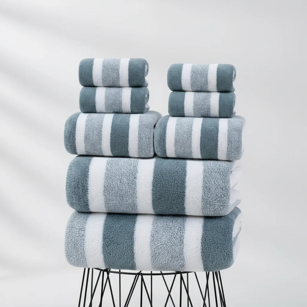 Throw Blanket Ultra-Soft Microfiber Striped Knit Machine Washable