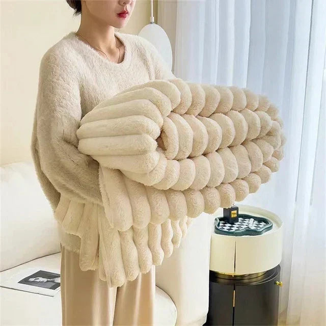 Throw Blanket Ultra-Soft Rabbit Plush 180 x 200 cm