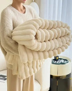 Throw Blanket Velvet-Soft Striped Lightweight Easy Care