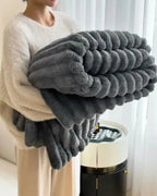 Throw Blanket Velvet-Soft Striped Lightweight Easy Care