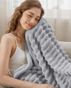 Throw Blanket Velvet-Soft Striped Lightweight Easy Care