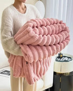Throw Blanket Velvet-Soft Striped Lightweight Easy Care