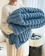 Throw Blanket Velvet-Soft Striped Lightweight Easy Care