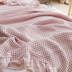 Throw Blanket Waffle Texture Cotton Blend All-Season
