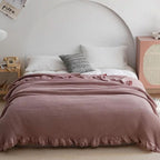 Throw Blanket Waffle Texture Cotton Blend All-Season