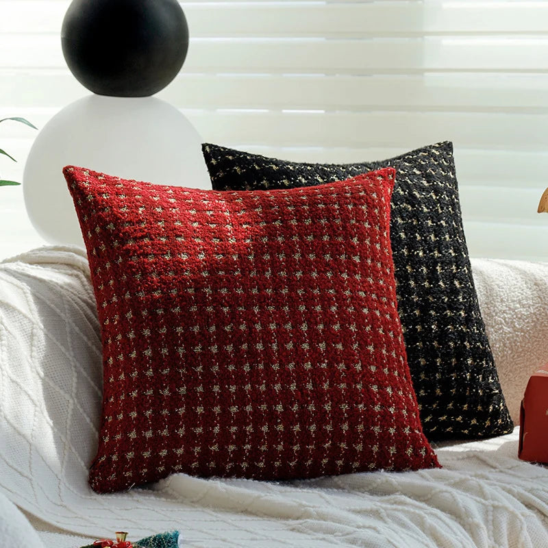 Throw Pillow 18x18 Bouclé Houndstooth Polyester Insert
