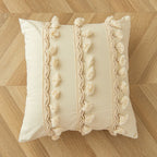 Throw Pillow Braided Cotton Tassel & Pom-Pom Trim