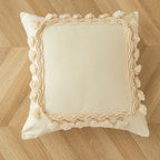 Throw Pillow Braided Cotton Tassel & Pom-Pom Trim