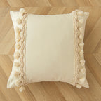 Throw Pillow Braided Cotton Tassel & Pom-Pom Trim