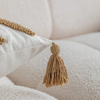 Throw Pillow Cover Boho Tufted Tassel Corners Hidden Zipper