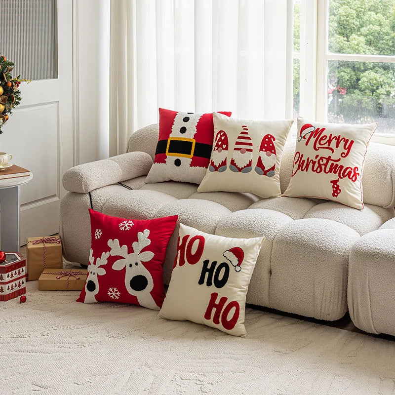 Throw Pillow Cover Chenille Embroidery Piped Edge & Hidden Zipper