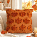 Throw Pillow Cover Chenille Tufted Pumpkin Removable Zipper
