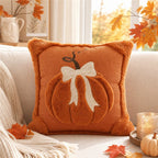 Throw Pillow Cover Chenille Tufted Pumpkin Removable Zipper