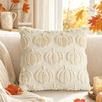 Throw Pillow Cover Chenille Tufted Pumpkin Removable Zipper