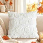 Throw Pillow Cover Chenille Tufted Pumpkin Removable Zipper