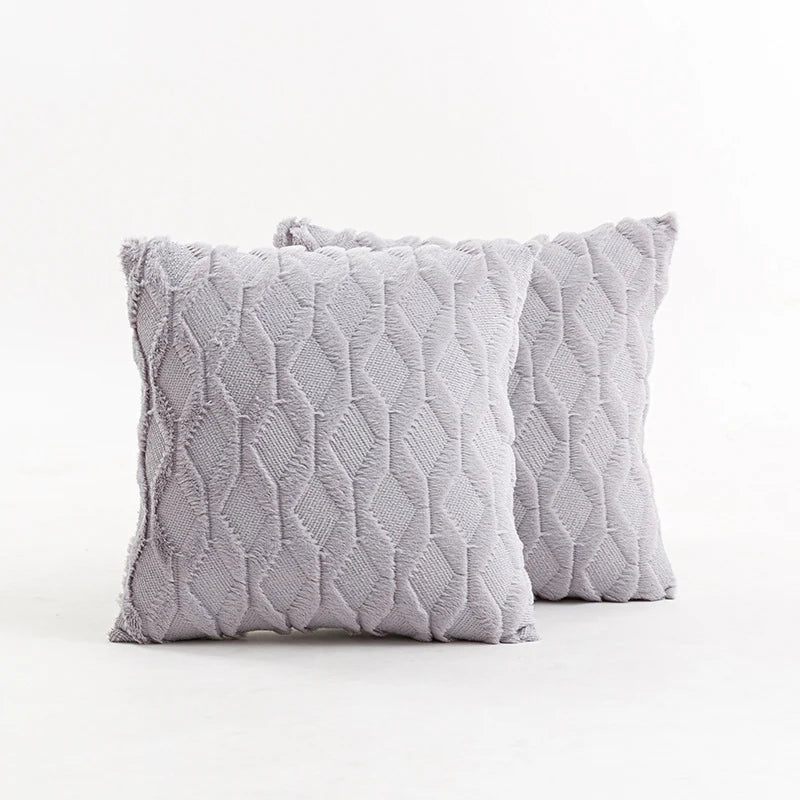 Throw Pillow Cover Diamond Tufted Chenille Concealed Zipper