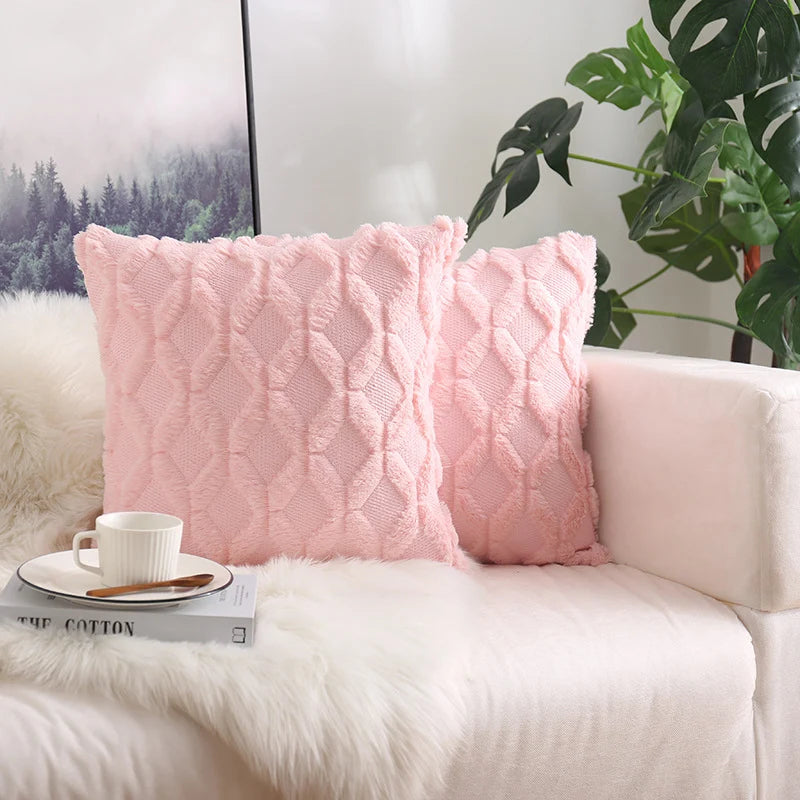 Throw Pillow Cover Diamond Tufted Chenille Concealed Zipper