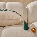 Throw Pillow Cover Embroidered Pine Trees & Corner Tassels
