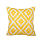 Throw Pillow Cover Embroidered Sunburst Cotton-Linen 18 Inch