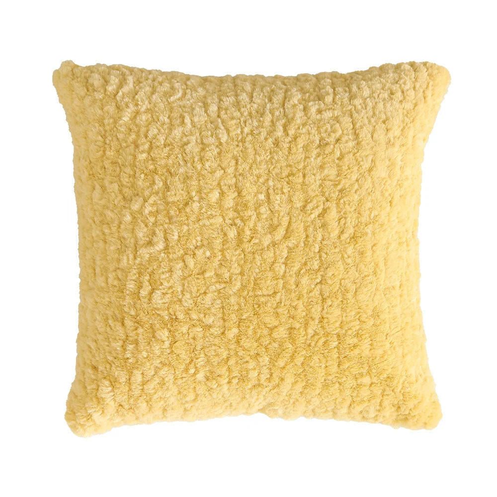 Throw Pillow Cover Faux Lambskin High-Pile Removable 18x18