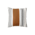 Throw Pillow Cover Faux Leather Woven Stripe 18x18