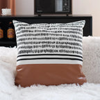 Throw Pillow Cover Faux Leather Woven Stripe 18x18