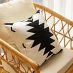 Throw Pillow Cover Hand-Stitched Geometric Cotton-Linen Hidden Zipper