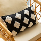 Throw Pillow Cover Hand-Stitched Geometric Cotton-Linen Hidden Zipper