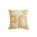 Throw Pillow Cover Hand-Tufted Geometric Natural Fabric Hidden Zipper