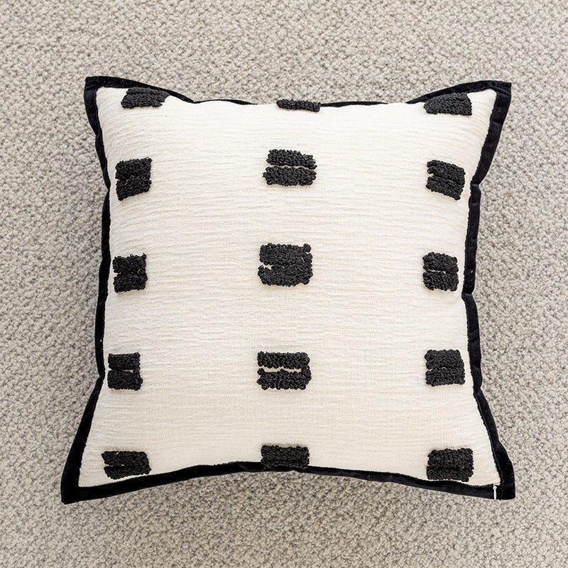 Throw Pillow Cover Hand-Tufted Squiggle Design Hidden Zipper