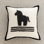 Throw Pillow Cover Hand-Tufted Squiggle Design Hidden Zipper