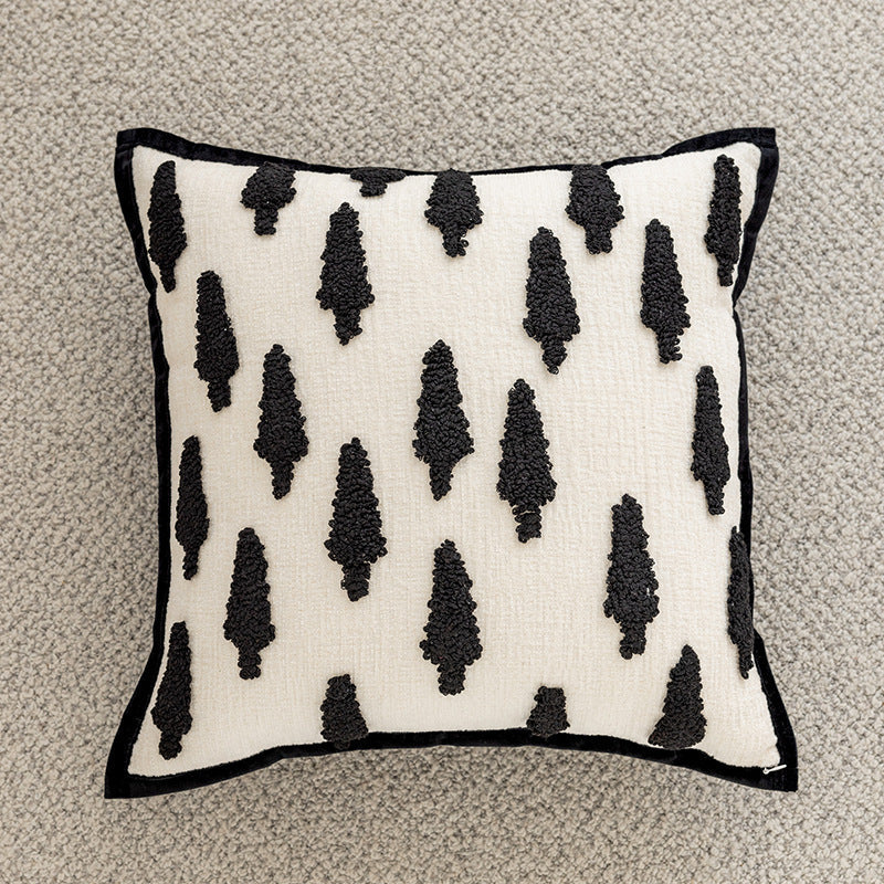 Throw Pillow Cover Hand-Tufted Squiggle Design Hidden Zipper
