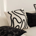 Throw Pillow Cover Hand-Tufted Squiggle Design Hidden Zipper