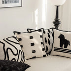 Throw Pillow Cover Hand-Tufted Squiggle Design Hidden Zipper