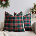 Throw Pillow Cover Plaid Brushed Flannel & Sherpa Trim
