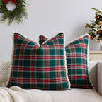 Throw Pillow Cover Plaid Brushed Flannel & Sherpa Trim