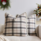 Throw Pillow Cover Plaid Brushed Flannel & Sherpa Trim