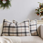 Throw Pillow Cover Plaid Brushed Flannel & Sherpa Trim