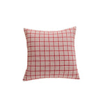 Throw Pillow Cover Plaid Woven Cotton Linen Hidden Zipper