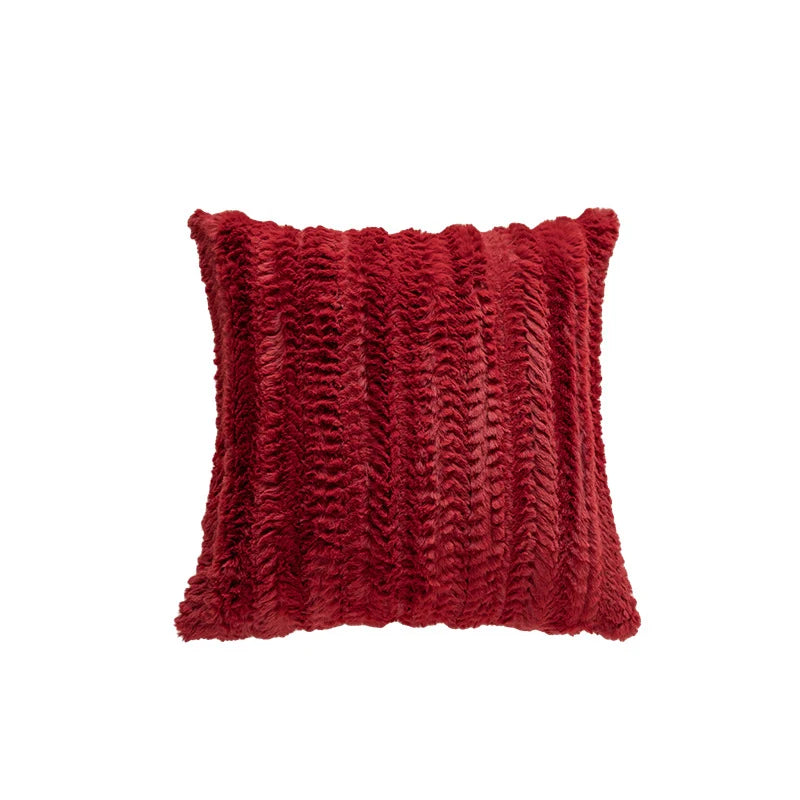 Throw Pillow Cover Plaid Woven Cotton Linen Hidden Zipper
