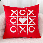 Throw Pillow Cover Plush Heart Applique & Tassel Corners Cotton Blend