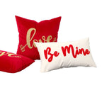 Throw Pillow Cover Plush Heart Applique & Tassel Corners Cotton Blend