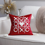 Throw Pillow Cover Plush Heart Applique & Tassel Corners Cotton Blend
