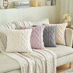 Throw Pillow Cover Plush Sherpa Geometric Tufting Hidden Zipper